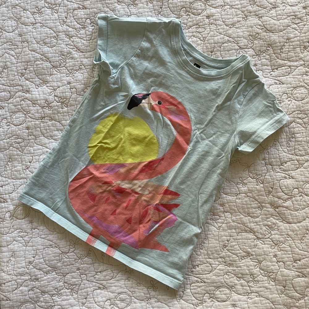 Tea Collection Flamingo Tee - Light Blue and Pink